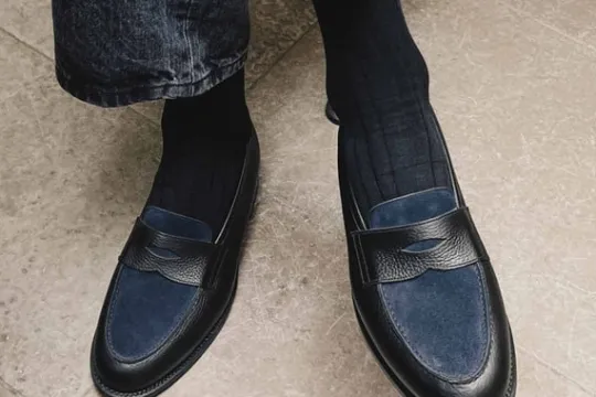 MORJAS Loafers-The Penny Loafer BlackGrainu&NavySuede