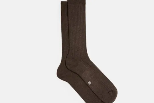 MORJAS Socken-The Wool Sock Mid-BrownRibbed